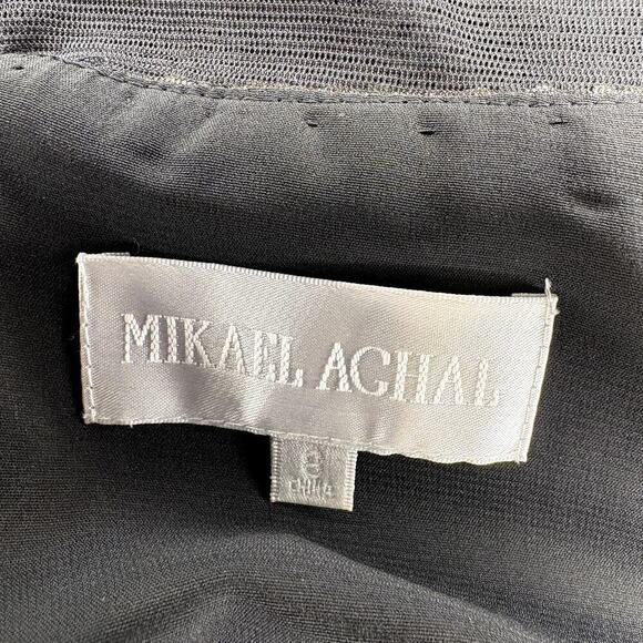 NWT Mikael Aghal Gold Sequin Black Lace Formal Mini Dress Sz 8 - Picture 6 of 8